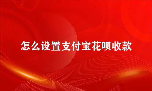 怎么设置支付宝花呗收款