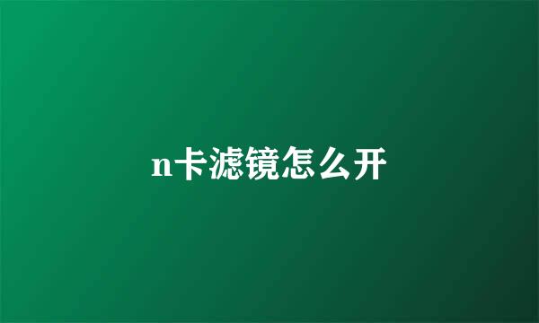 n卡滤镜怎么开