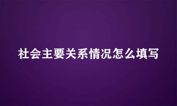 社会主要关系情况怎么填写