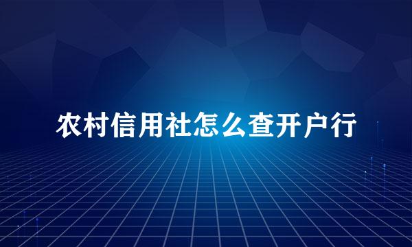 农村信用社怎么查开户行