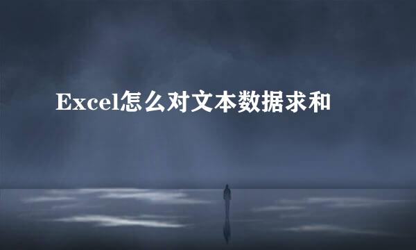 Excel怎么对文本数据求和