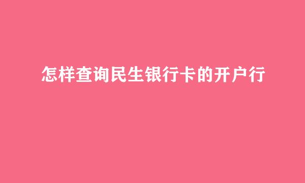 怎样查询民生银行卡的开户行