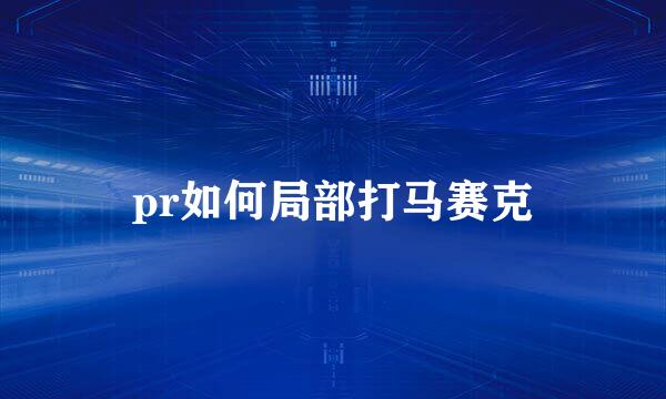 pr如何局部打马赛克