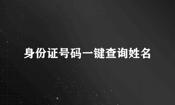 身份证号码一键查询姓名