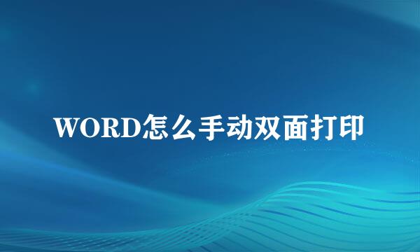 WORD怎么手动双面打印