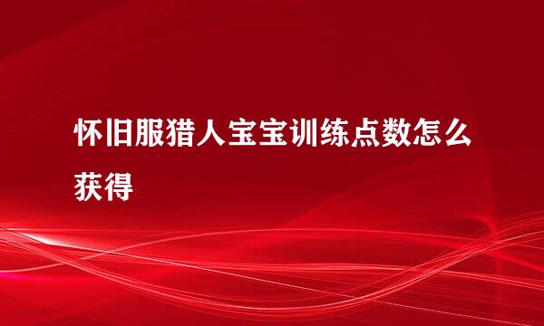 怀旧服猎人宝宝训练点数怎么获得