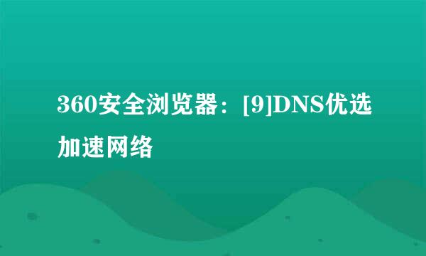 360安全浏览器：[9]DNS优选加速网络