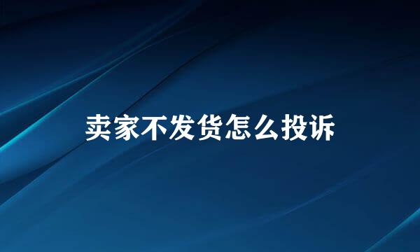 卖家不发货怎么投诉