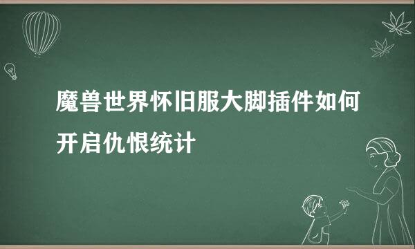 魔兽世界怀旧服大脚插件如何开启仇恨统计