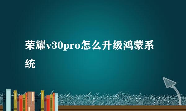荣耀v30pro怎么升级鸿蒙系统