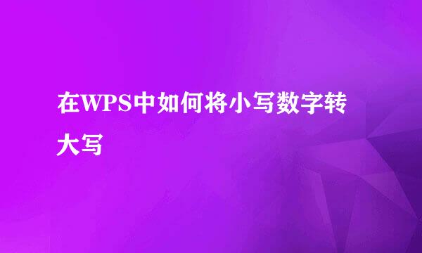 在WPS中如何将小写数字转大写
