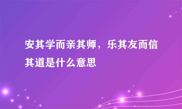 安其学而亲其师，乐其友而信其道是什么意思