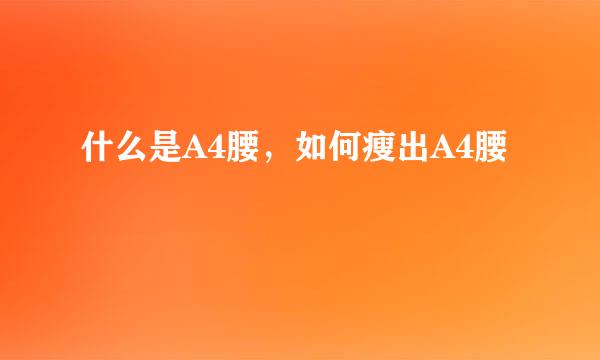 什么是A4腰，如何瘦出A4腰