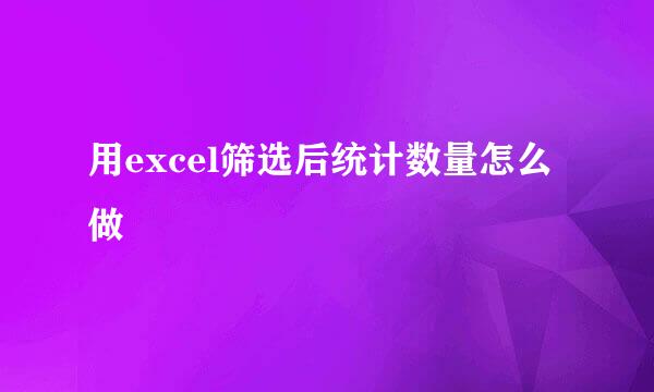 用excel筛选后统计数量怎么做