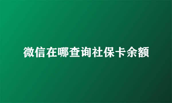 微信在哪查询社保卡余额