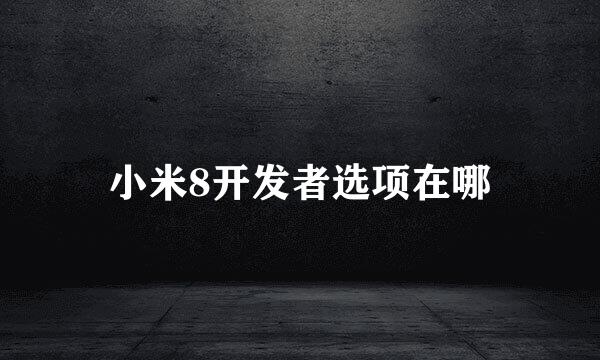 小米8开发者选项在哪