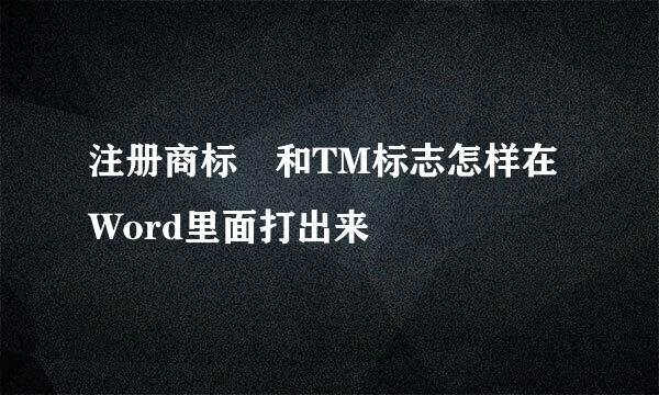 注册商标®和TM标志怎样在Word里面打出来
