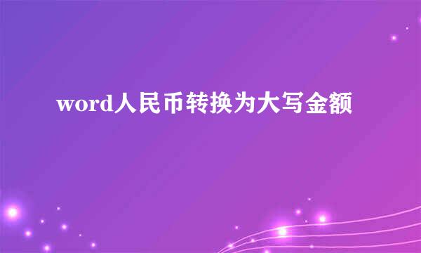 word人民币转换为大写金额