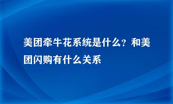 美团牵牛花系统是什么？和美团闪购有什么关系