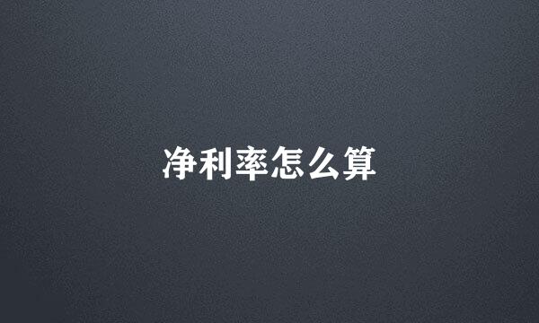 净利率怎么算