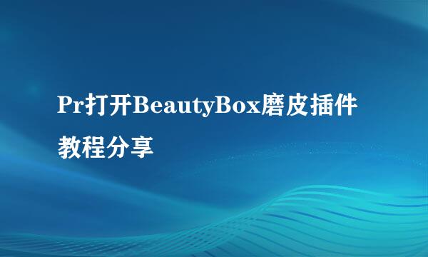 Pr打开BeautyBox磨皮插件教程分享
