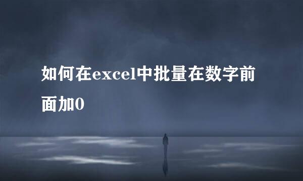 如何在excel中批量在数字前面加0