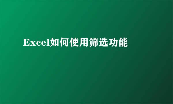 Excel如何使用筛选功能