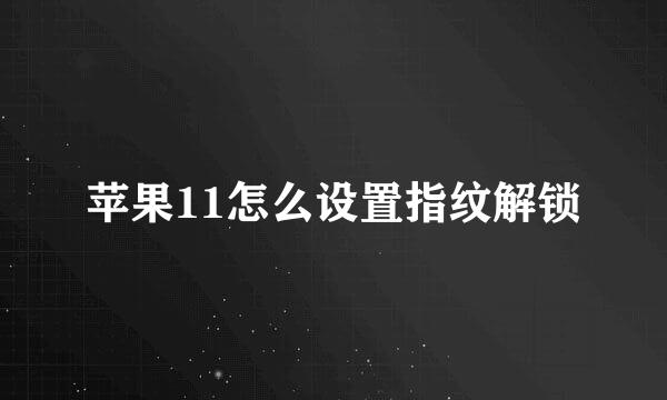 苹果11怎么设置指纹解锁