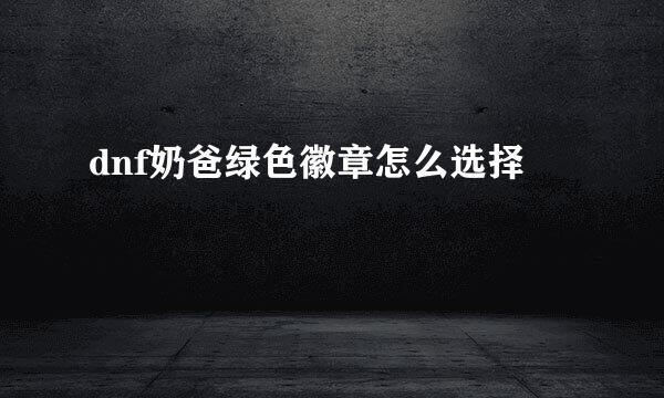 dnf奶爸绿色徽章怎么选择