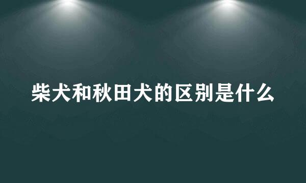 柴犬和秋田犬的区别是什么