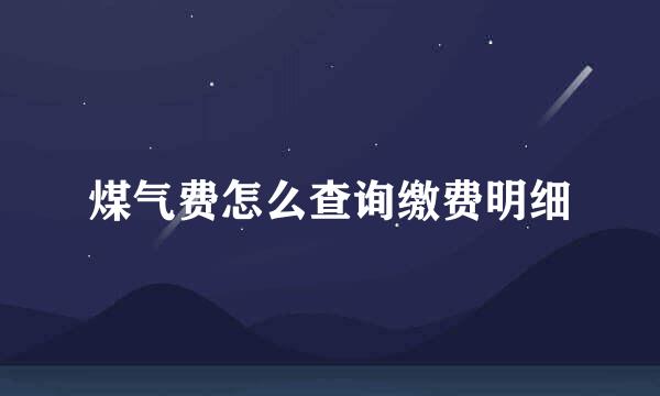煤气费怎么查询缴费明细