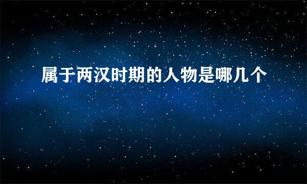属于两汉时期的人物是哪几个
