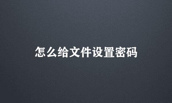 怎么给文件设置密码