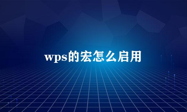 wps的宏怎么启用