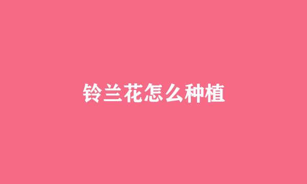 铃兰花怎么种植