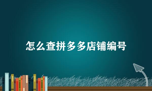 怎么查拼多多店铺编号