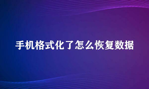 手机格式化了怎么恢复数据