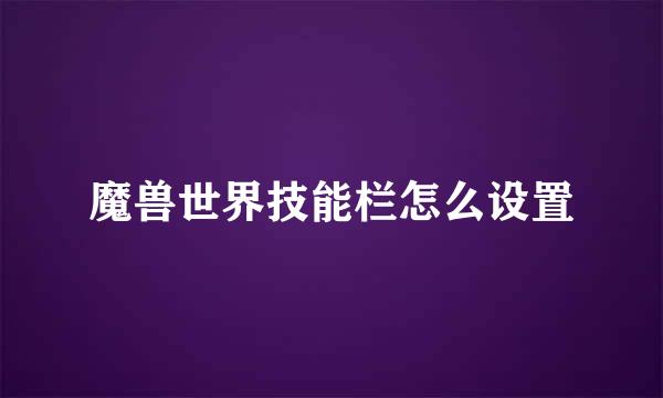 魔兽世界技能栏怎么设置