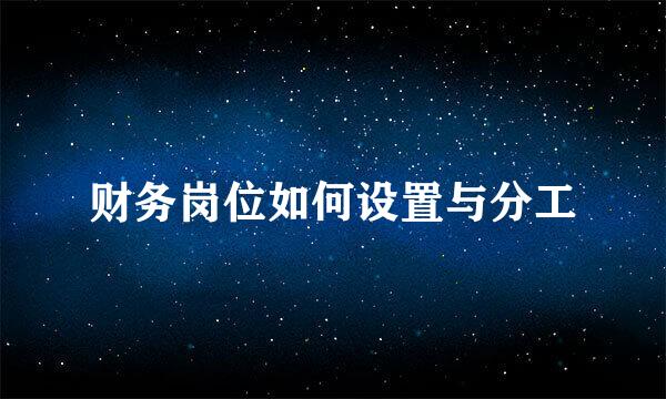 财务岗位如何设置与分工