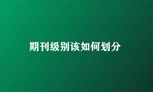 期刊级别该如何划分 