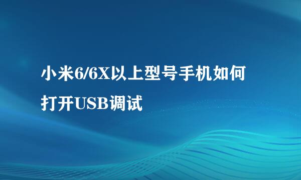 小米6/6X以上型号手机如何打开USB调试
