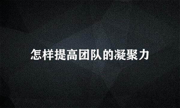 怎样提高团队的凝聚力