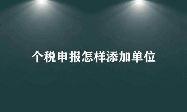 个税申报怎样添加单位