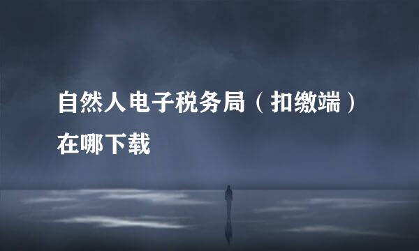 自然人电子税务局（扣缴端）在哪下载