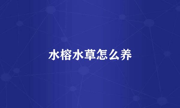水榕水草怎么养