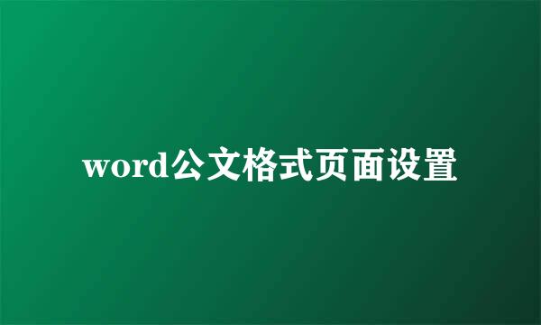 word公文格式页面设置