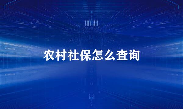 农村社保怎么查询