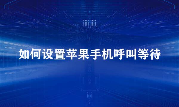 如何设置苹果手机呼叫等待