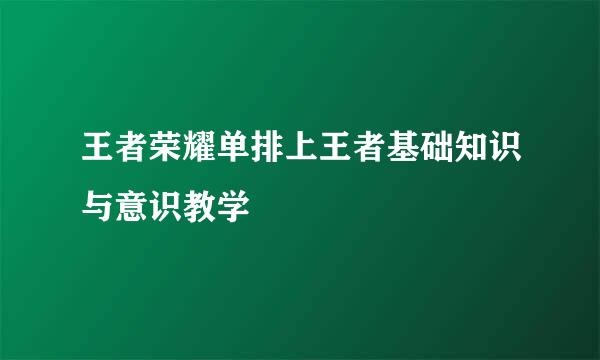 王者荣耀单排上王者基础知识与意识教学