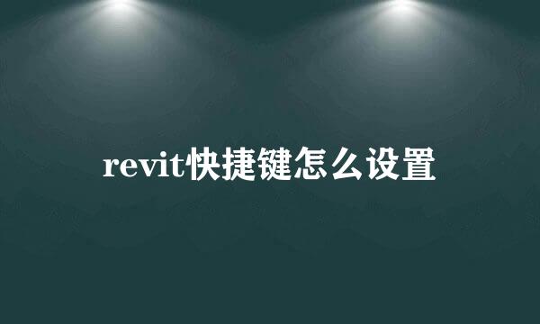 revit快捷键怎么设置